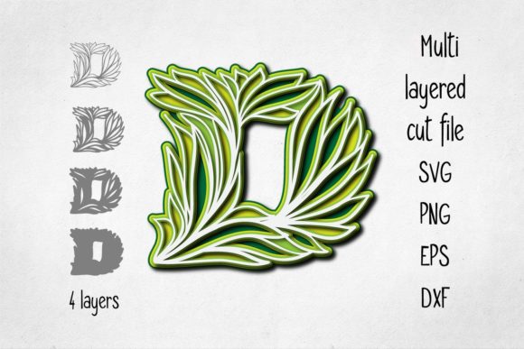 3D Alphabet Layered Letter D for Modern Design