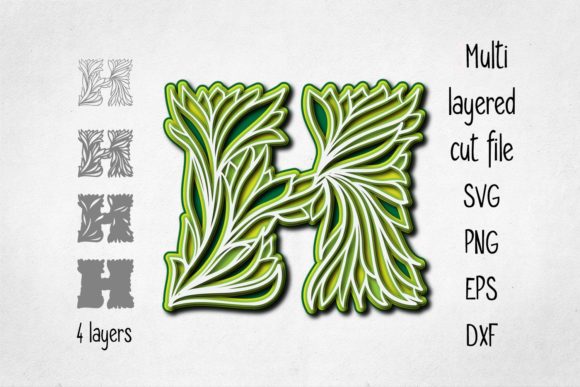 3D Alphabet Layered Letter H for Creative Projects