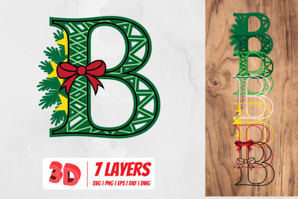 3D Christmas Letter B: Premium Digital Cut File
