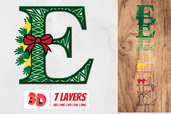 3D Christmas Letter E for Holiday Crafting