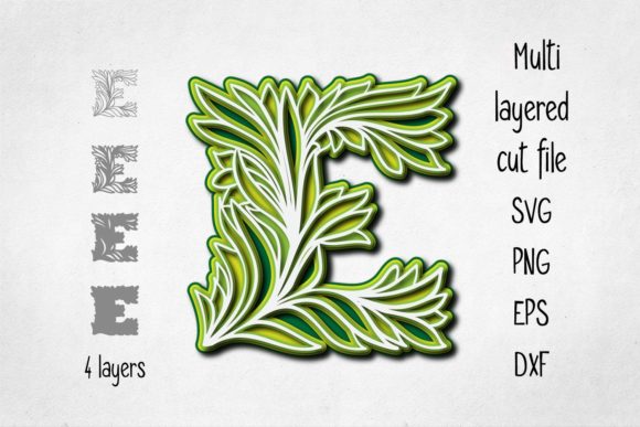 3D Layered Alphabet Letter E for Creative Design