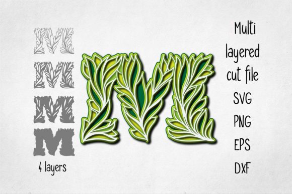 3D Layered Alphabet Letter M for Creative Projects