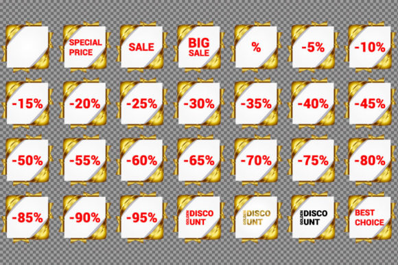 Elevate Your Advertising Design with the Digital Golden Discount Set