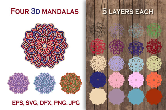 Unlocking Creative Potential with 3D Mandalas in Four Color Versions