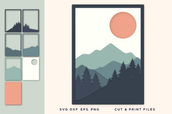 Wall Art 3D Layered Mountain Design