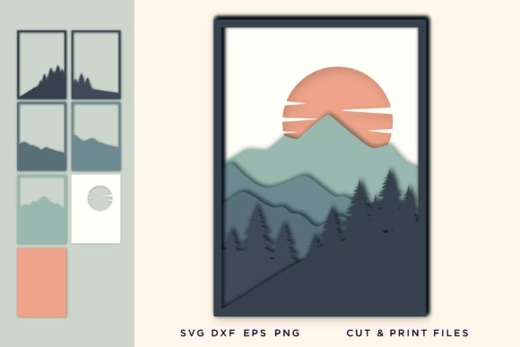 Wall Art 3D, Layered Mountain Svg
