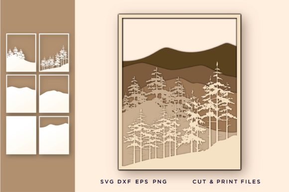 Wall Art 3D, Pine Tree, Mountain: A Versatile Design for Modern Creators and Home Decor